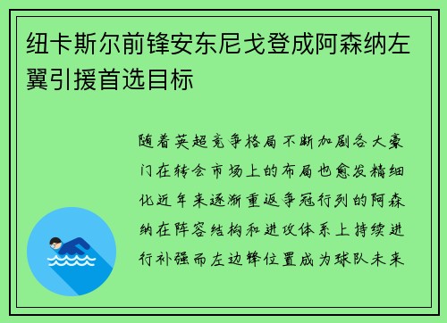 纽卡斯尔前锋安东尼戈登成阿森纳左翼引援首选目标